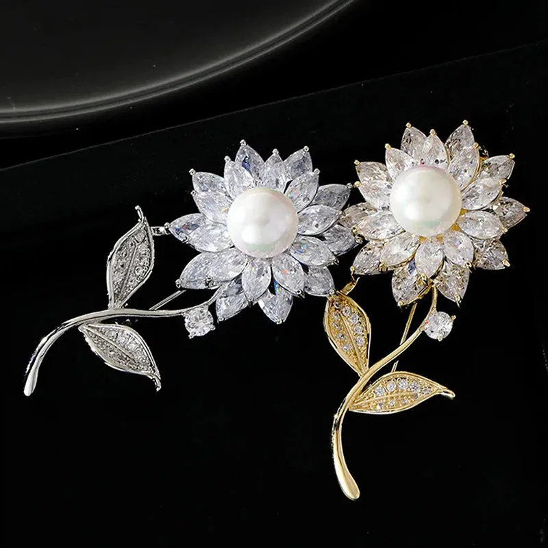 Analiese Crystal Flower Brooch