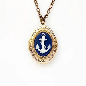Anchor Cameo Locket Necklace in Bronze