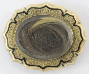 Antique 1849 Victorian American 14K Gold & Enamel Mourning Pendant