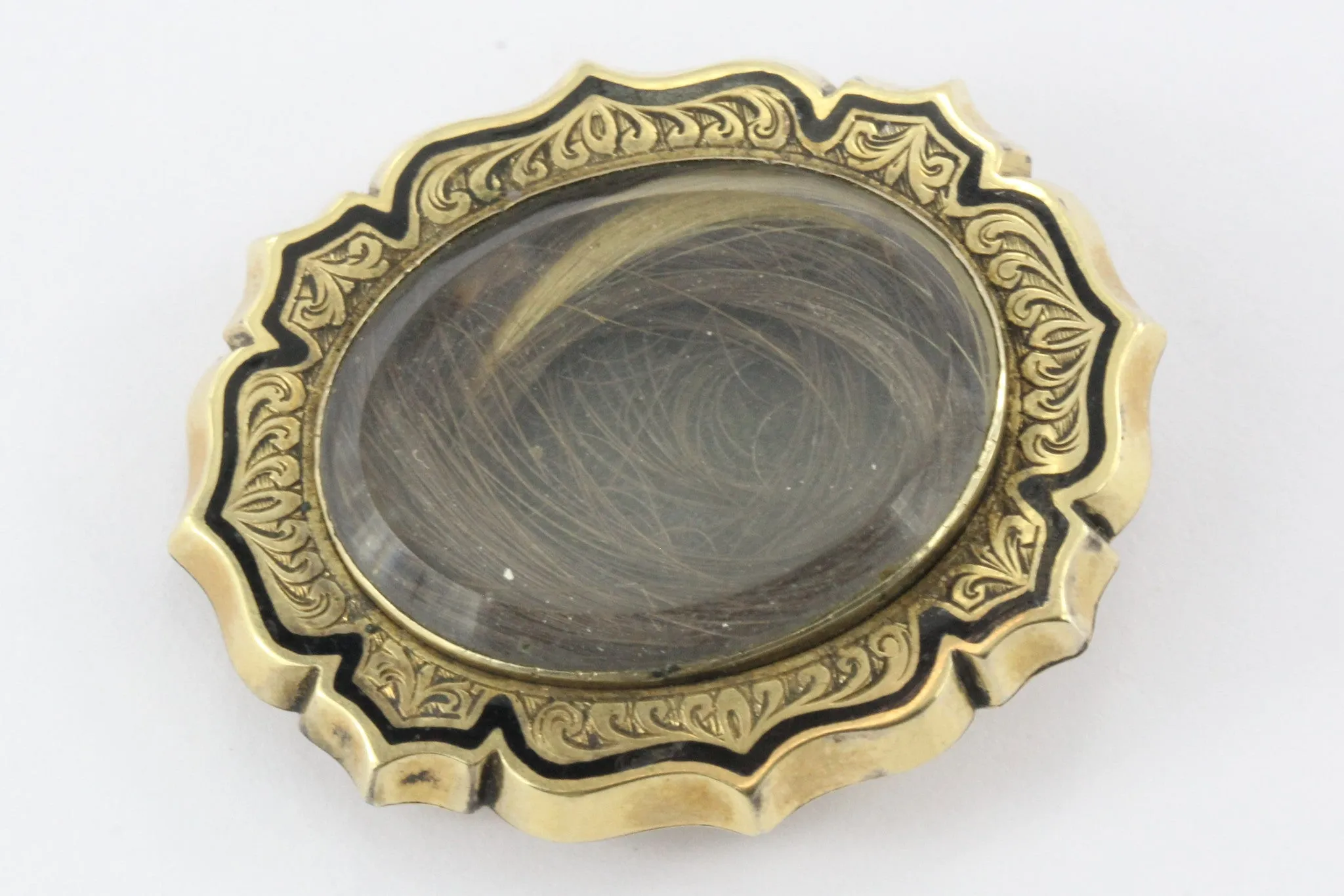Antique 1849 Victorian American 14K Gold & Enamel Mourning Pendant