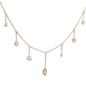 Antique 2.16ctw Mine Cut Diamond Fringe Necklace in 14 Karat Rose Gold