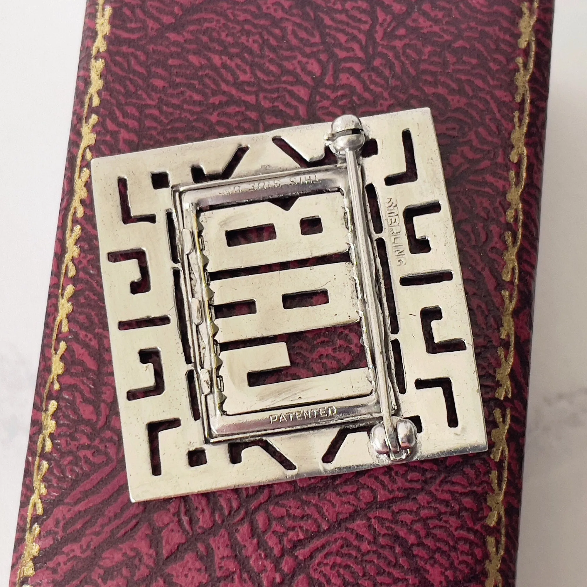 Antique Art Deco Silver Initial LAB Brooch