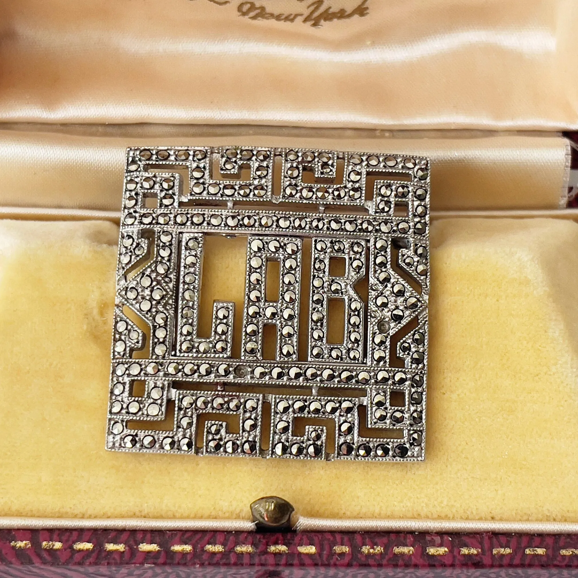 Antique Art Deco Silver Initial LAB Brooch