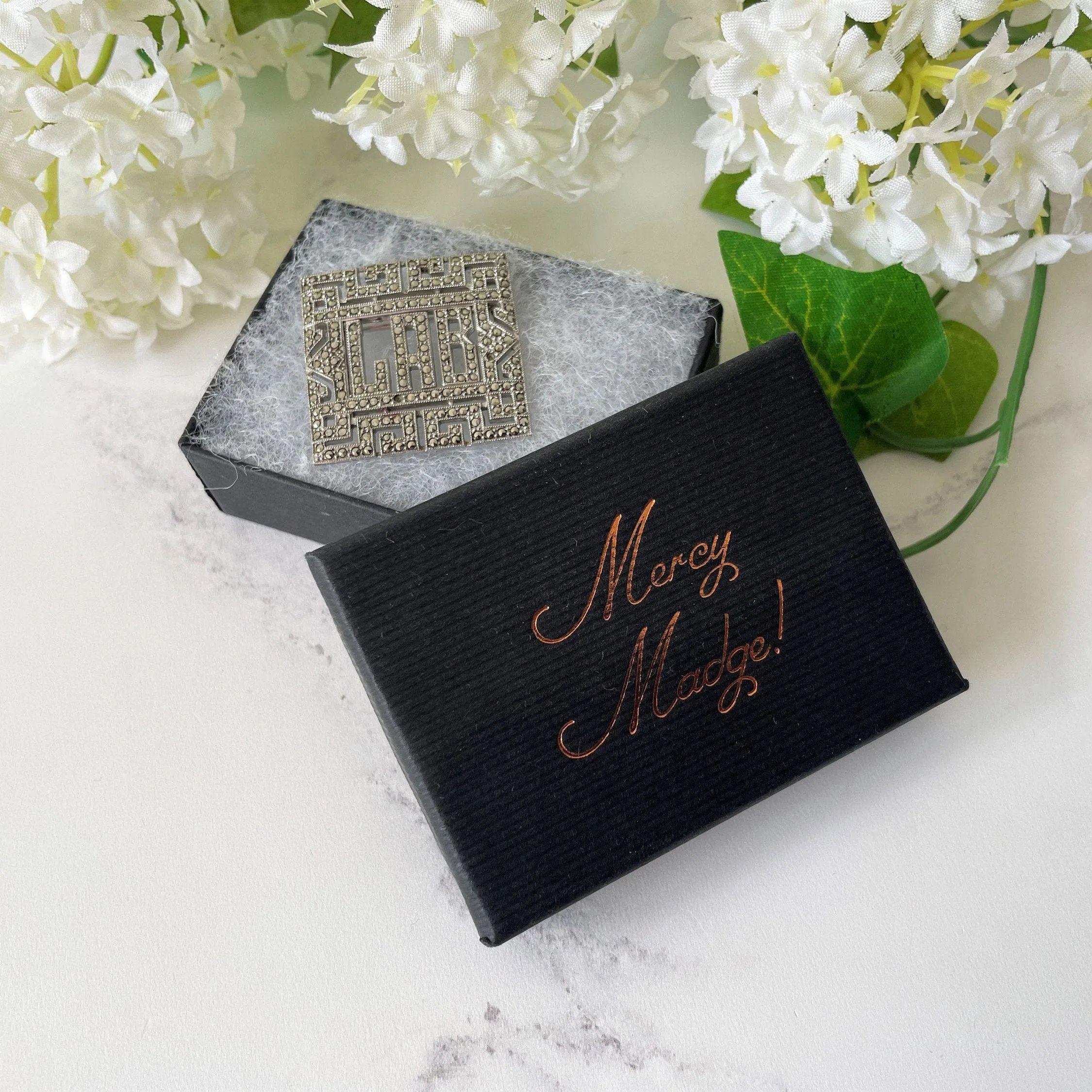 Antique Art Deco Silver Initial LAB Brooch