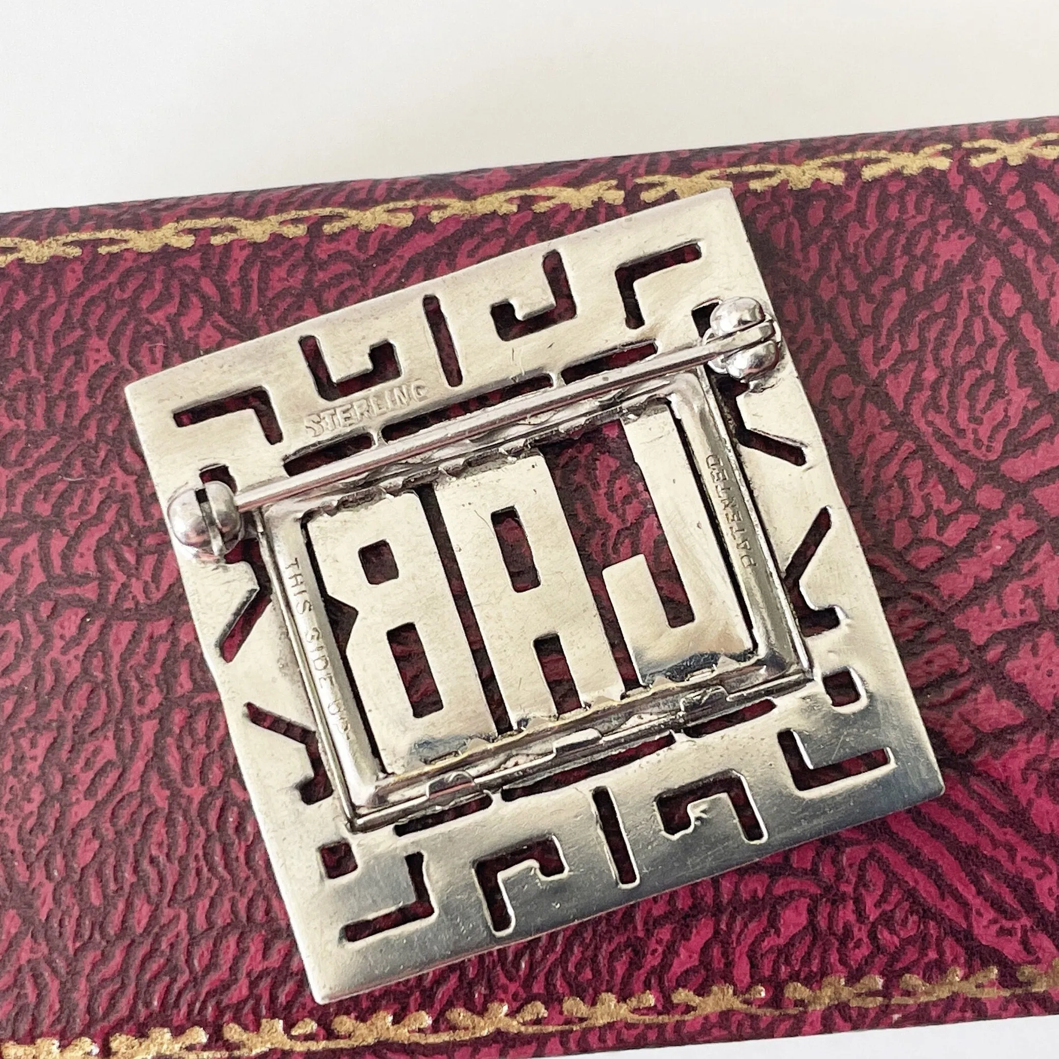 Antique Art Deco Silver Initial LAB Brooch