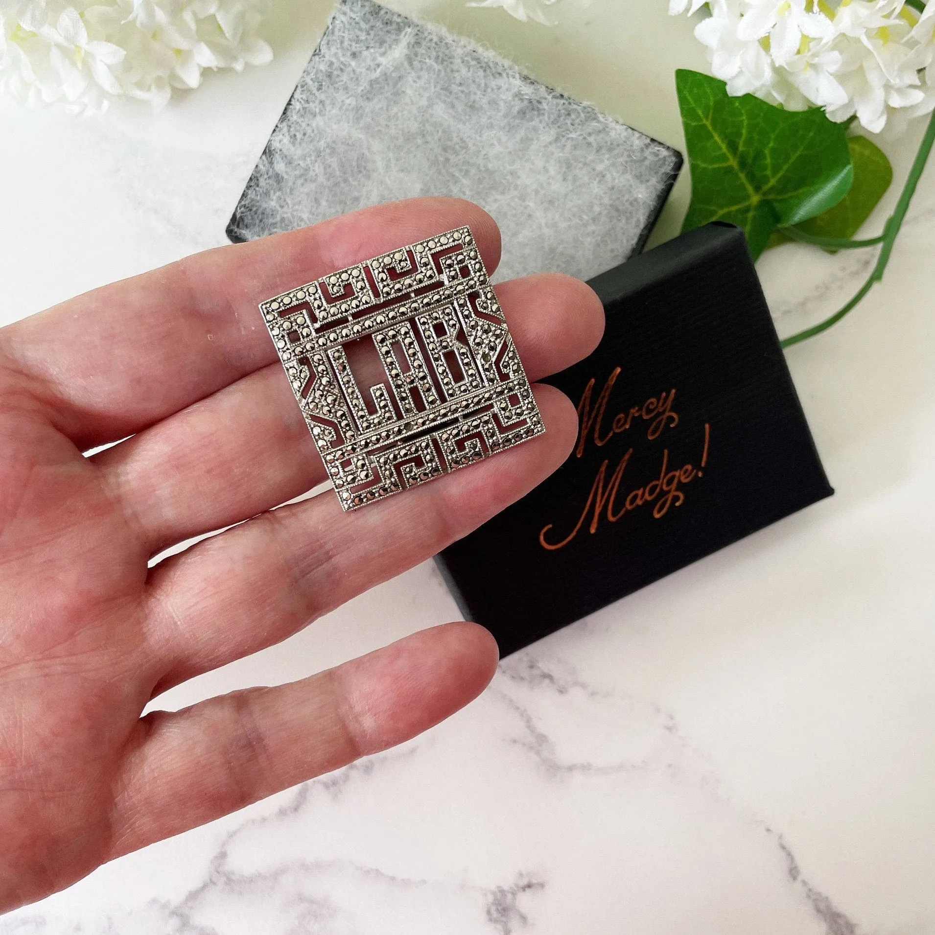 Antique Art Deco Silver Initial LAB Brooch