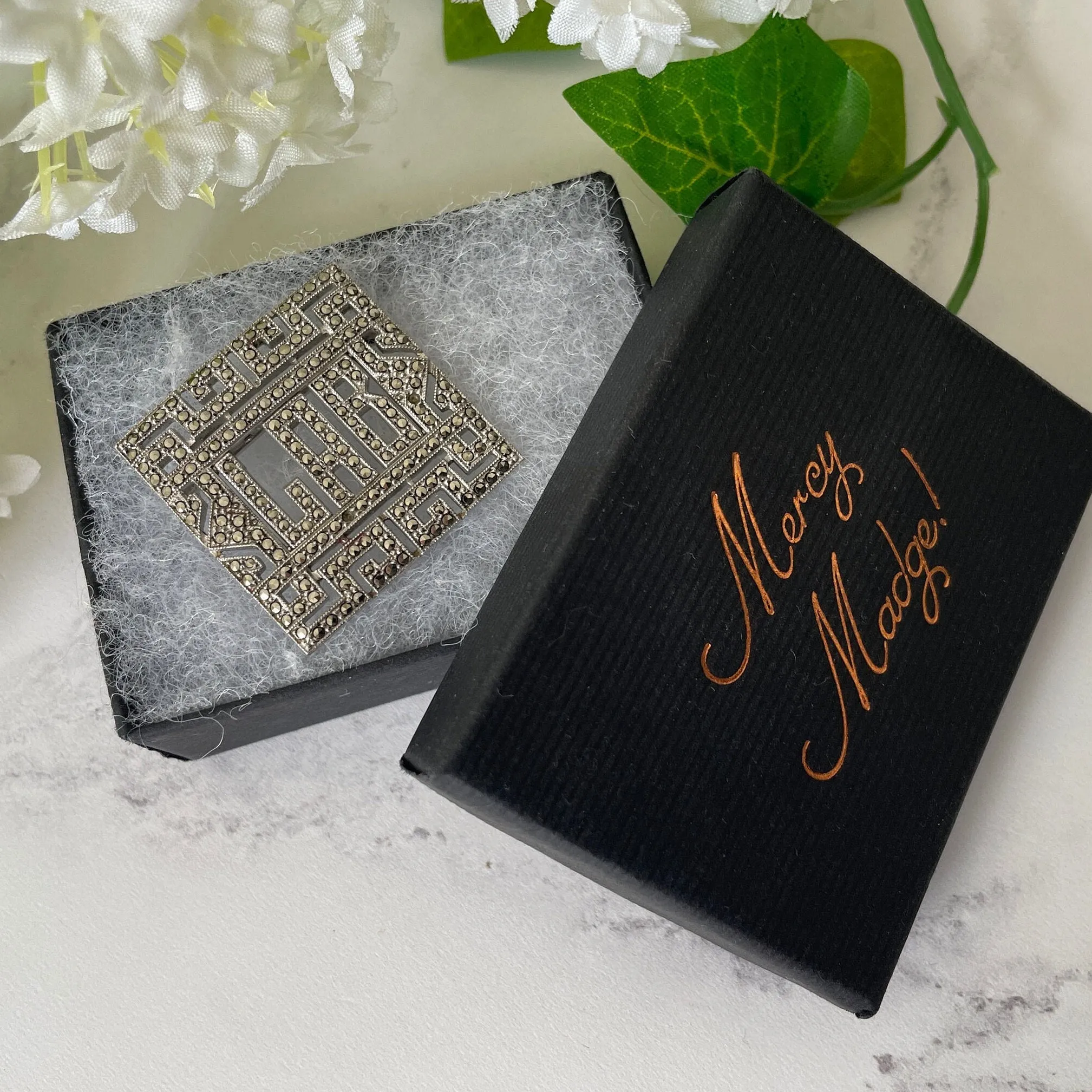 Antique Art Deco Silver Initial LAB Brooch