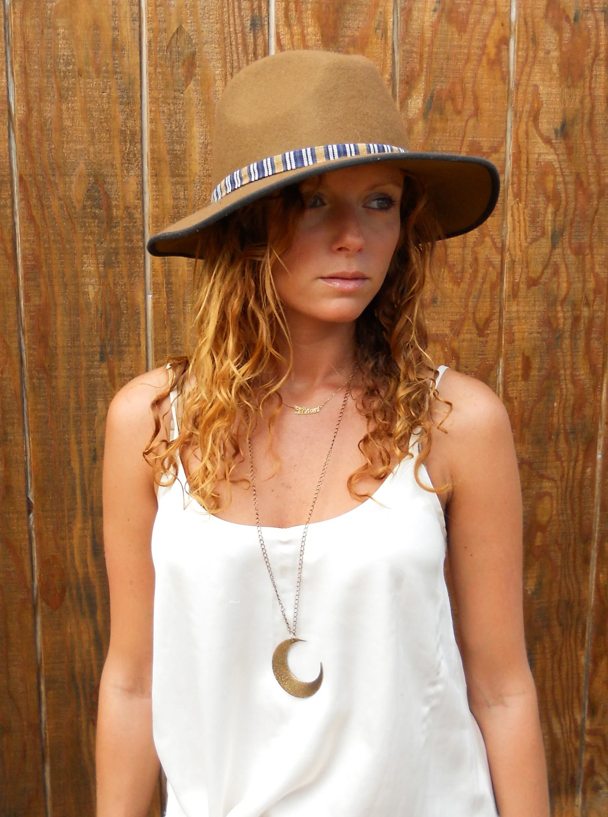 Antique bronze crescent moon necklace