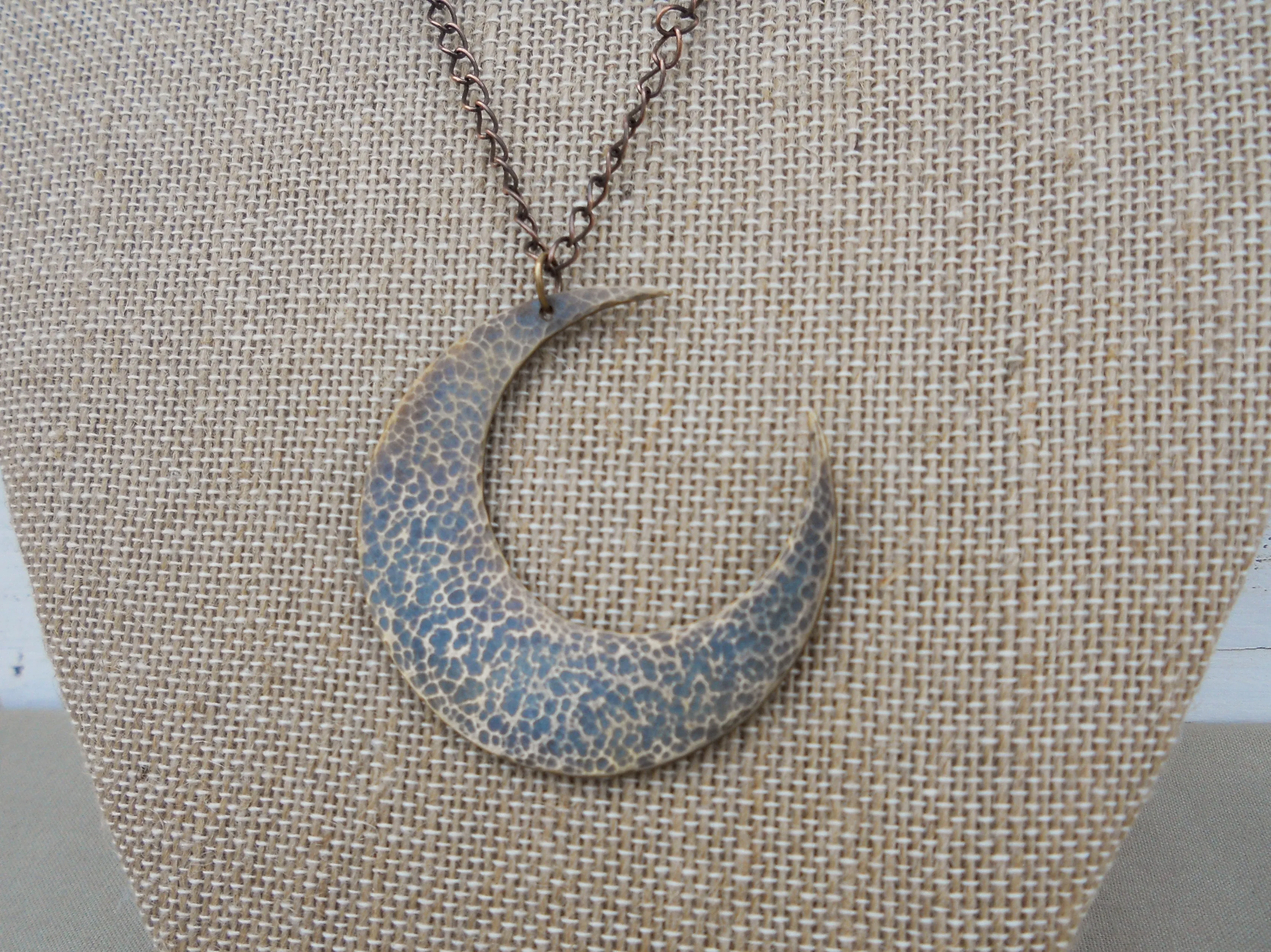 Antique bronze crescent moon necklace
