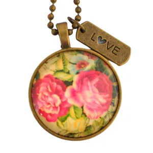Antique Bronze Pendant Vintage Roses