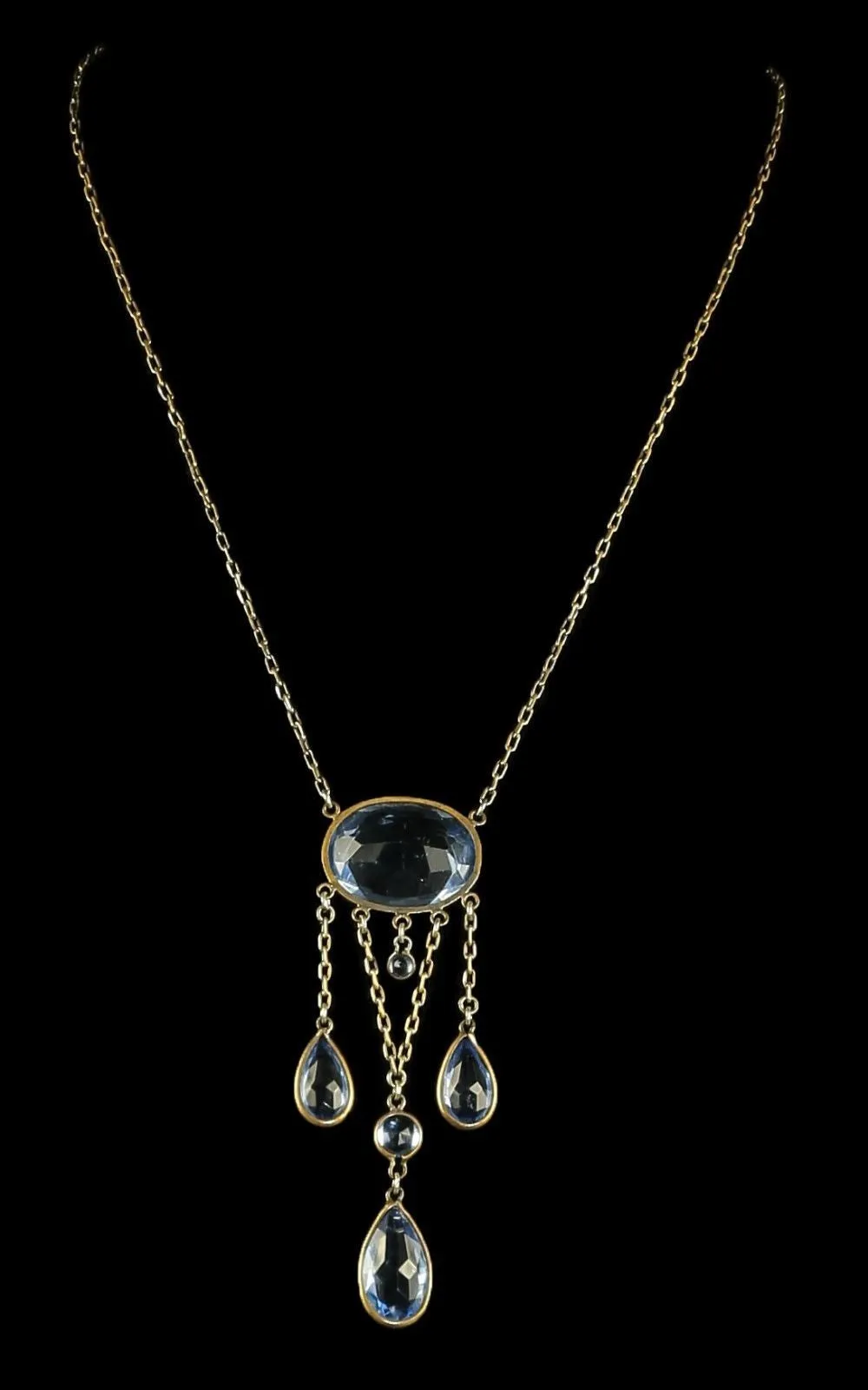 Antique Edwardian Blue Paste Necklace - Circa 1910