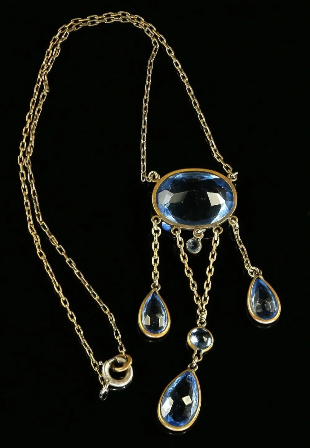 Antique Edwardian Blue Paste Necklace - Circa 1910