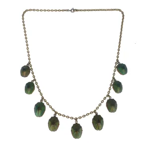 Antique Egyptian Revival Scarab Drop Necklace