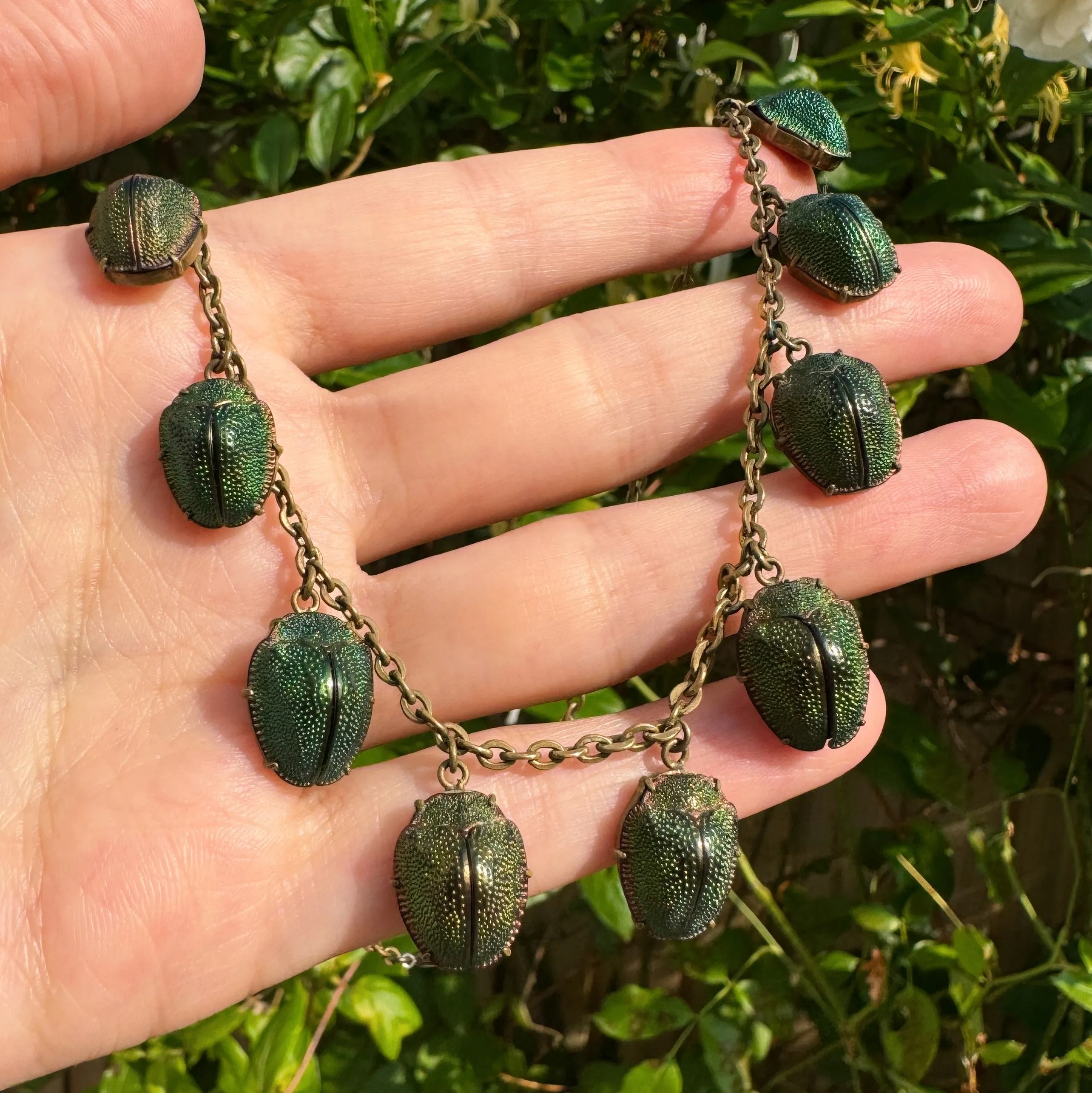 Antique Egyptian Revival Scarab Drop Necklace