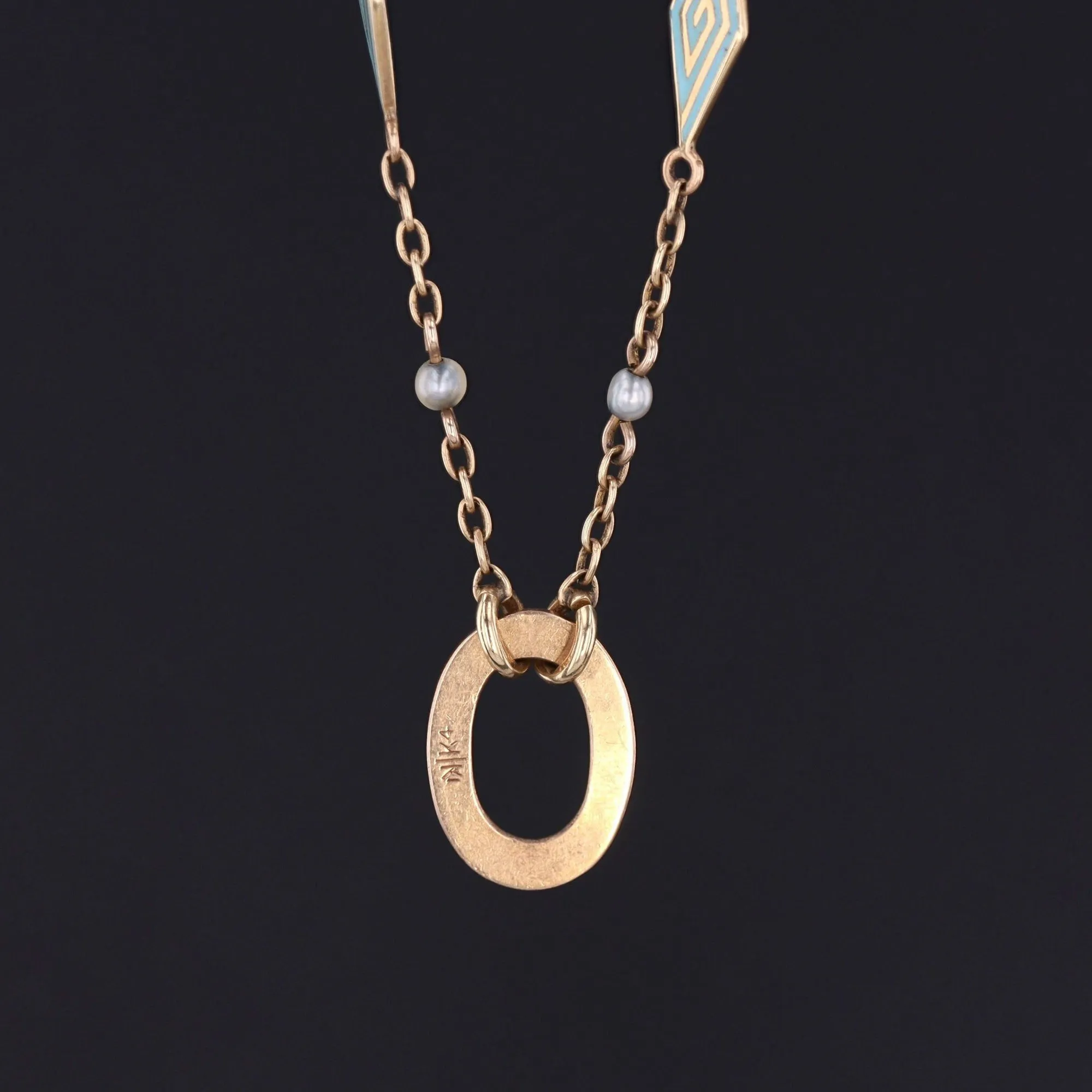 Antique Enamel & Pearl Chain | 14k Gold Chain