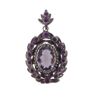 Antique French Purple Glass Locket Pendant