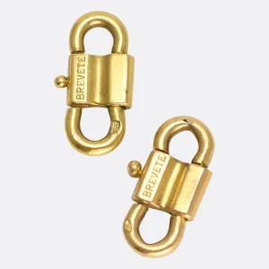 Antique French Rare Pair of 18k Double Ended Clips
