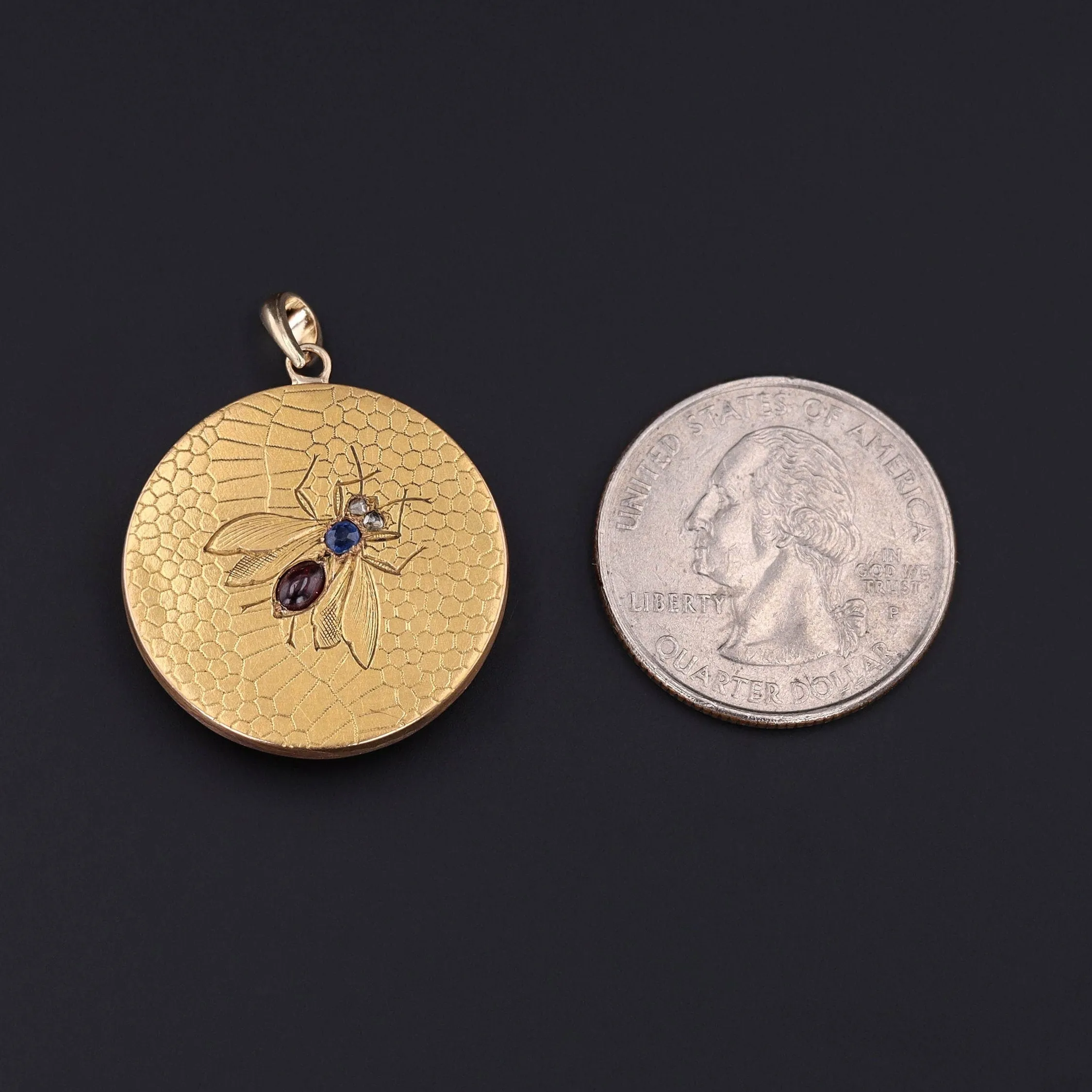 Antique Gemstone Bee Conversion Pendant of 18k Gold