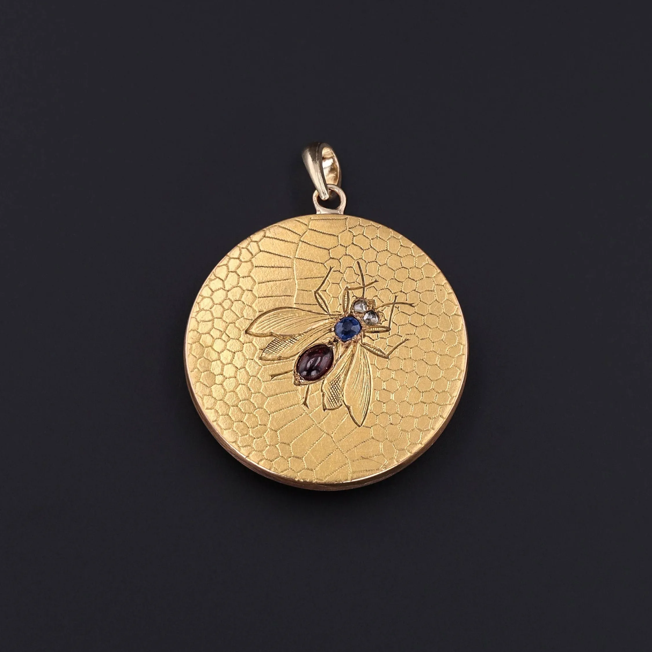 Antique Gemstone Bee Conversion Pendant of 18k Gold