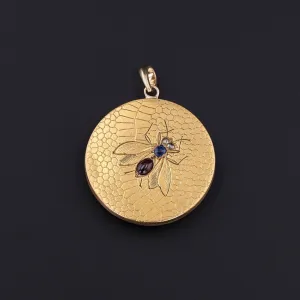 Antique Gemstone Bee Conversion Pendant of 18k Gold