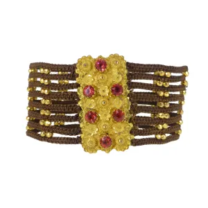 Antique Georgian Woven Pinchbeck Paste Bracelet