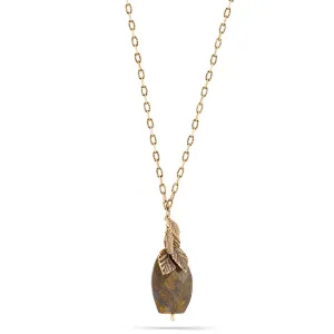 ANTIQUE GOLD BROWN FACETED STONE PENDANT NECKLACES #151BR1301 (4F2)