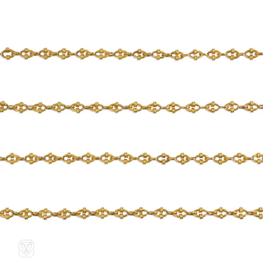 Antique gold reeded link longchain, France