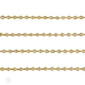 Antique gold reeded link longchain, France