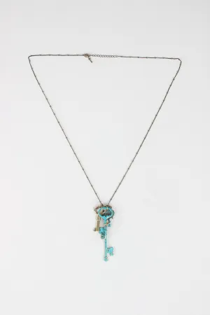 Antique Key Pendants Beaded Necklace
