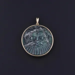 Antique Labradorite Dionysus Pendant of 14k Gold