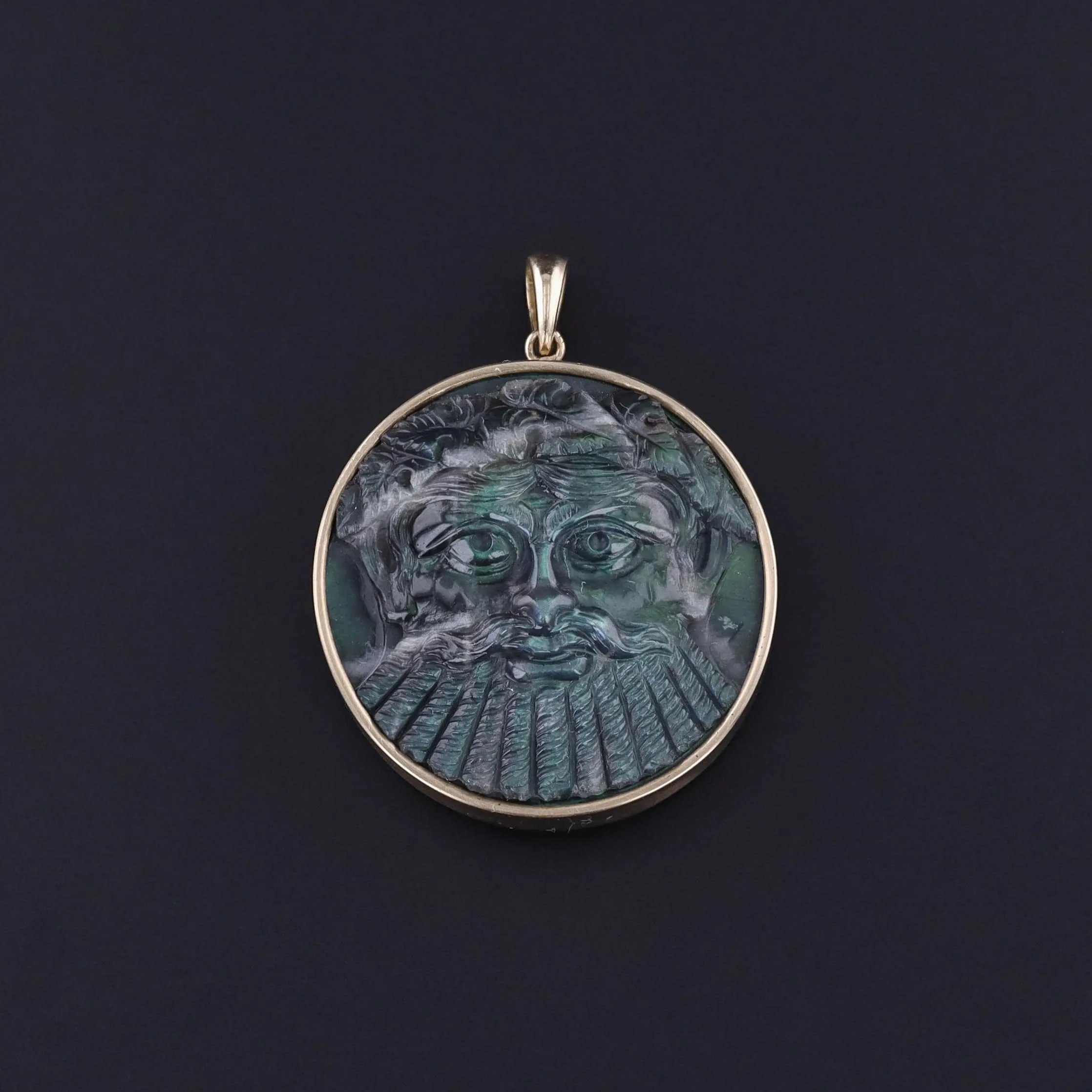 Antique Labradorite Dionysus Pendant of 14k Gold
