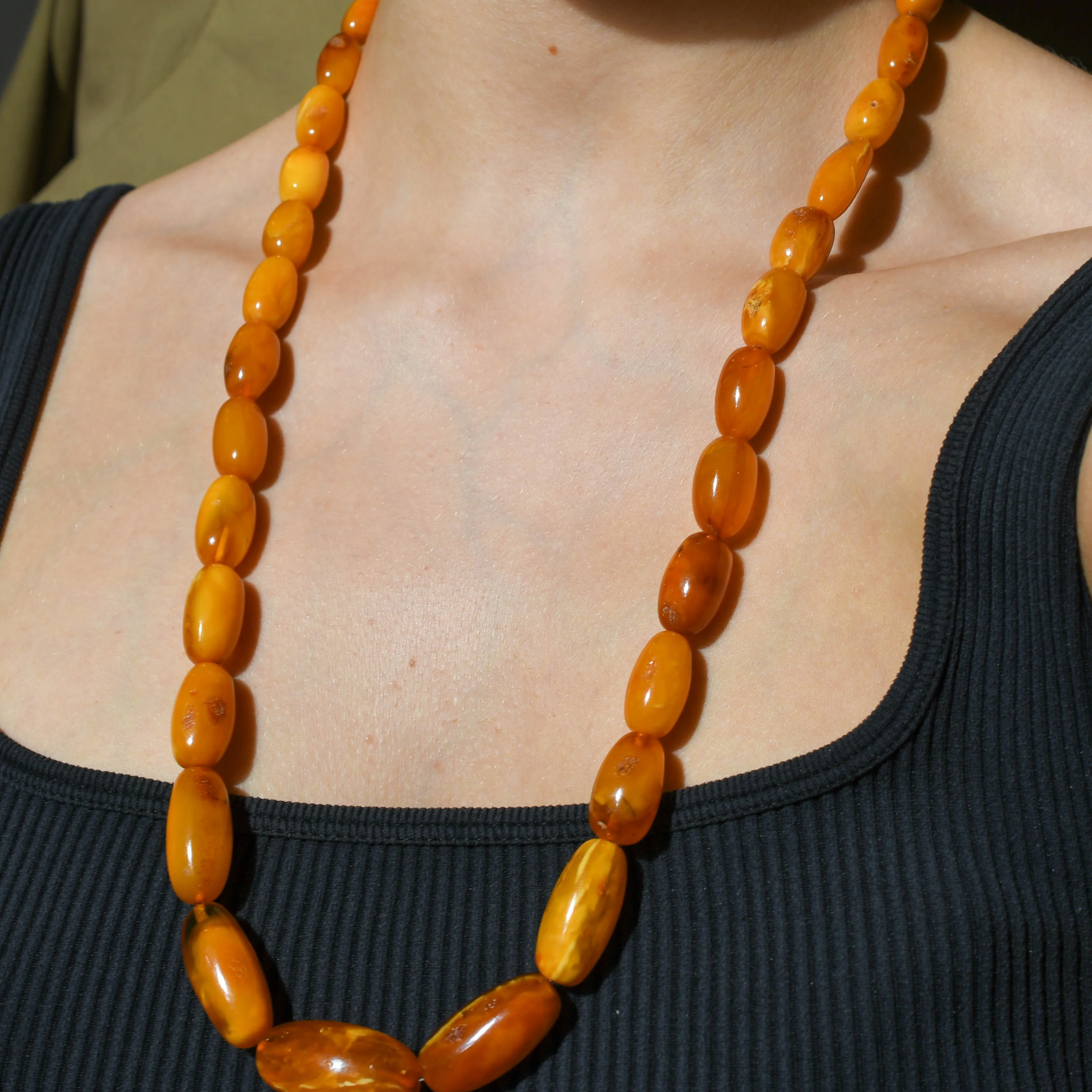 Antique Natural Amber Bead Necklace