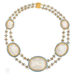 Antique neoclassical shell cameo necklace