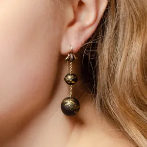 Antique Niello Conversion Earrings with 14k Gold