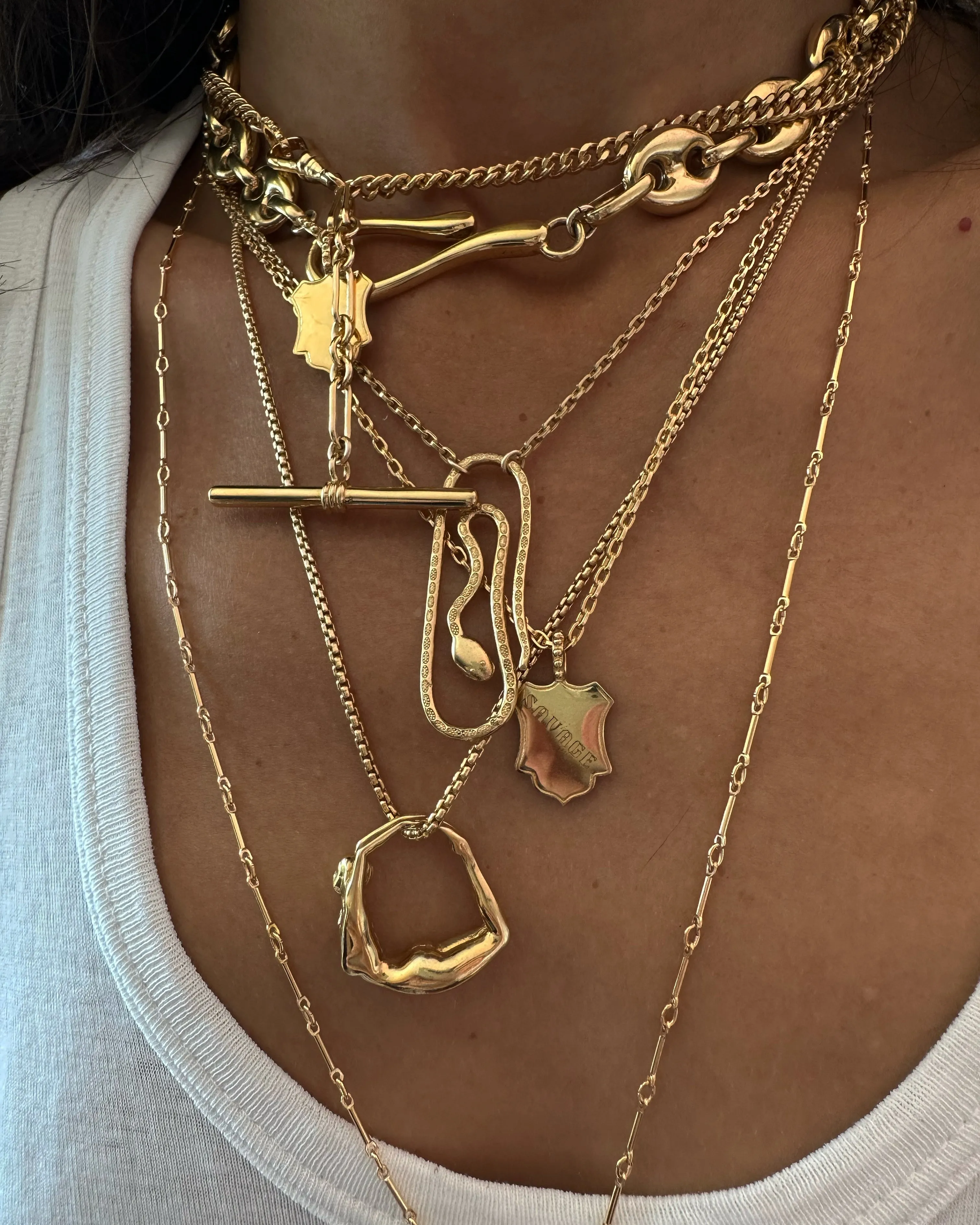 Antique Shield Fob Necklace