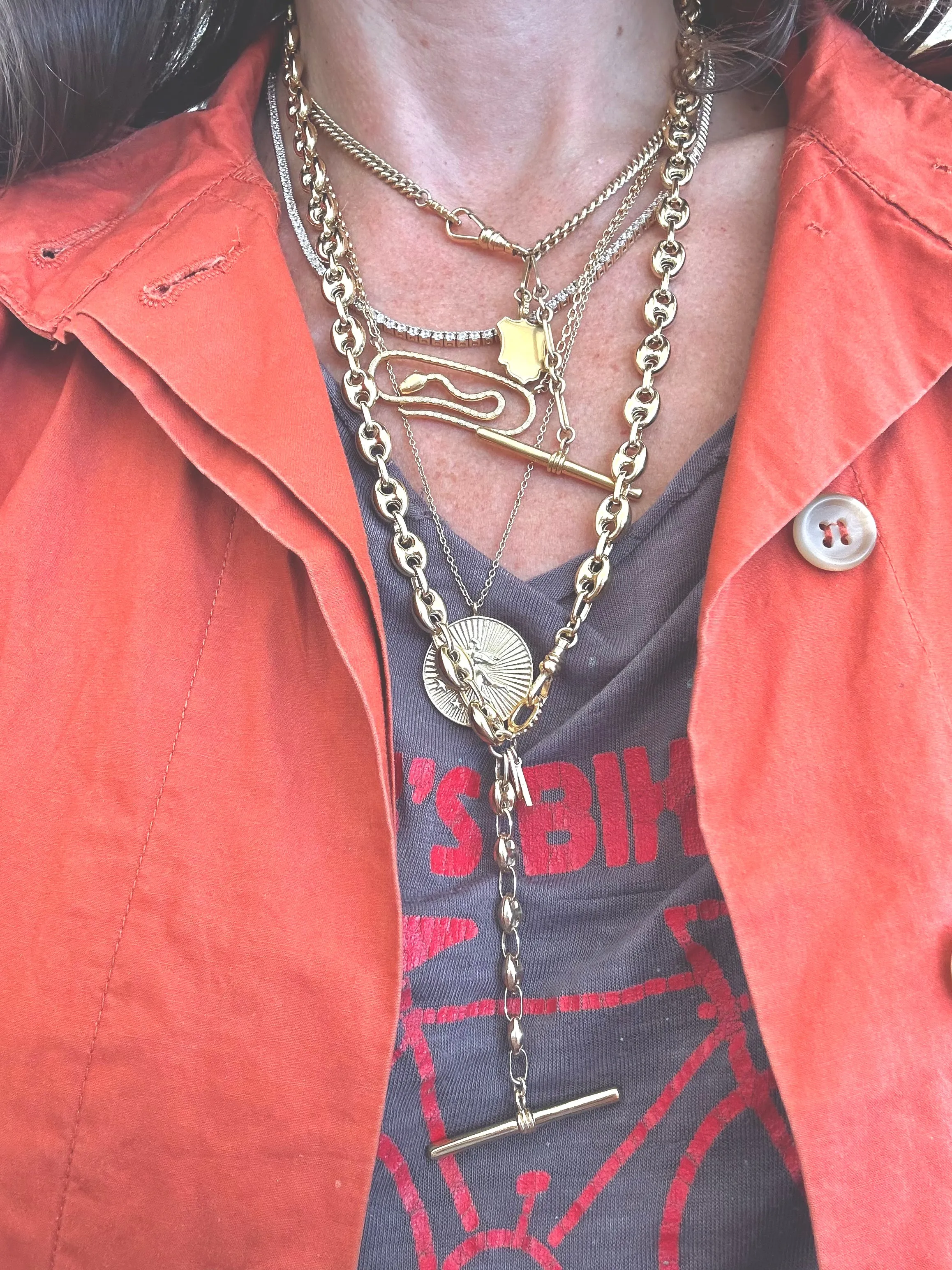 Antique Shield Fob Necklace