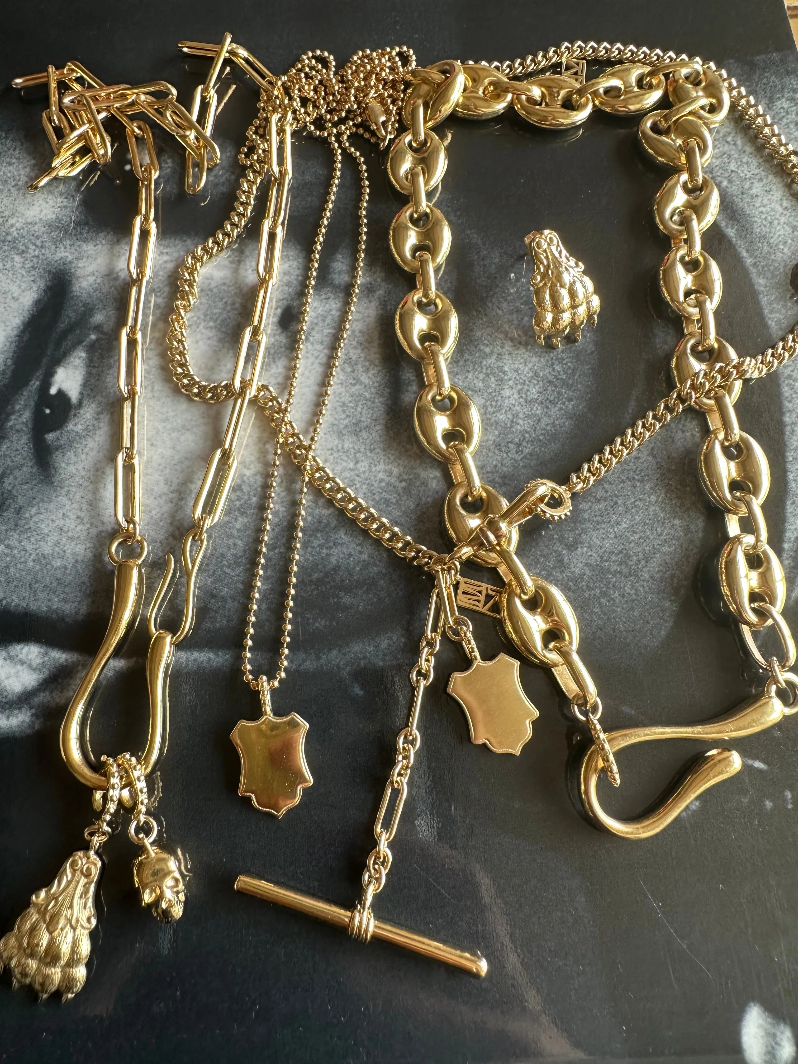 Antique Shield Fob Necklace