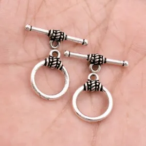 Antique Silver Plated Bali Toggle Clasps - 15x19mm