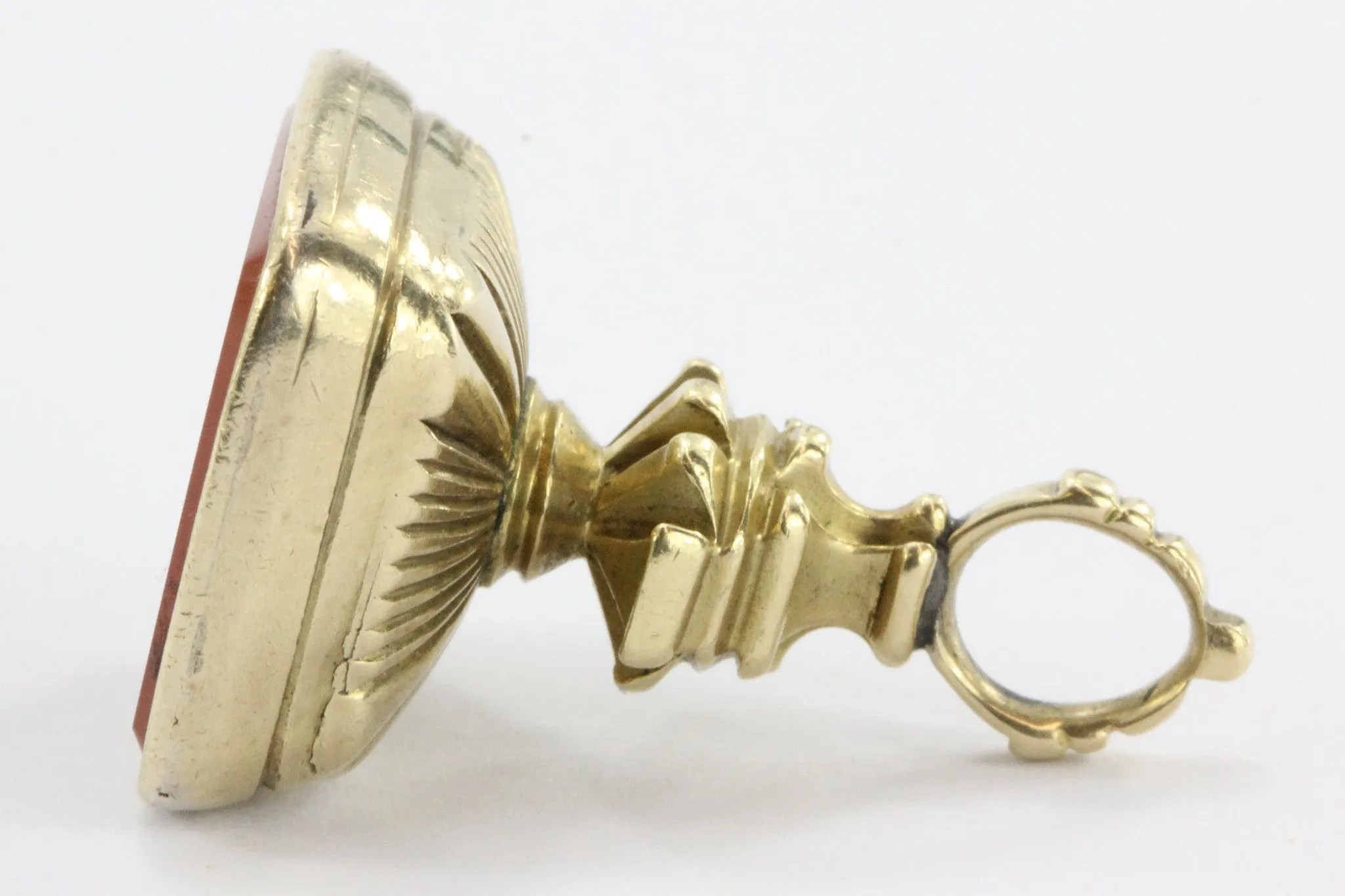 Antique Victorian 14k Gold Dragon Carnelian Wax Seal Fob