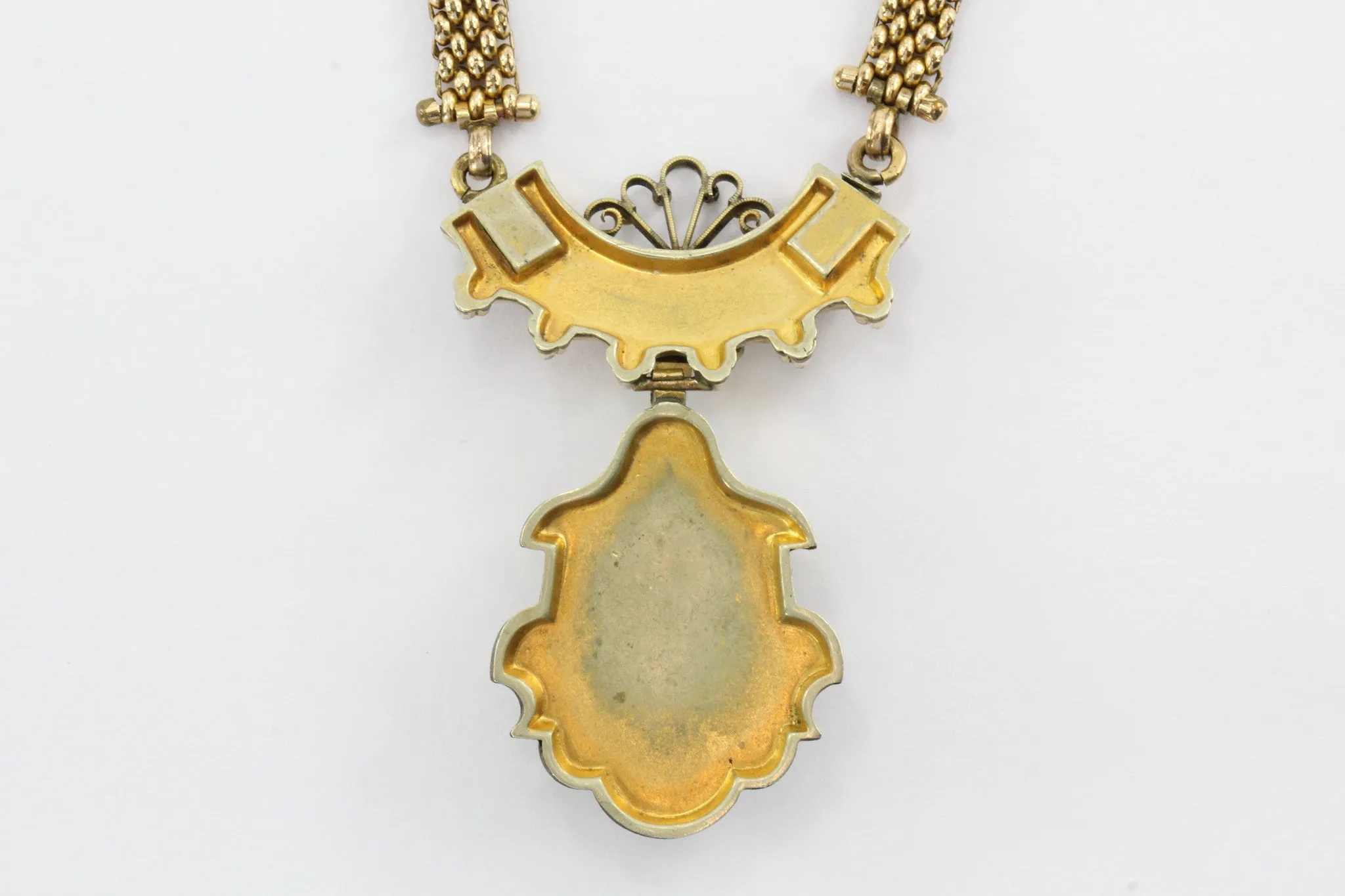 Antique Victorian GF & Enamel Carnelian Cameo Necklace