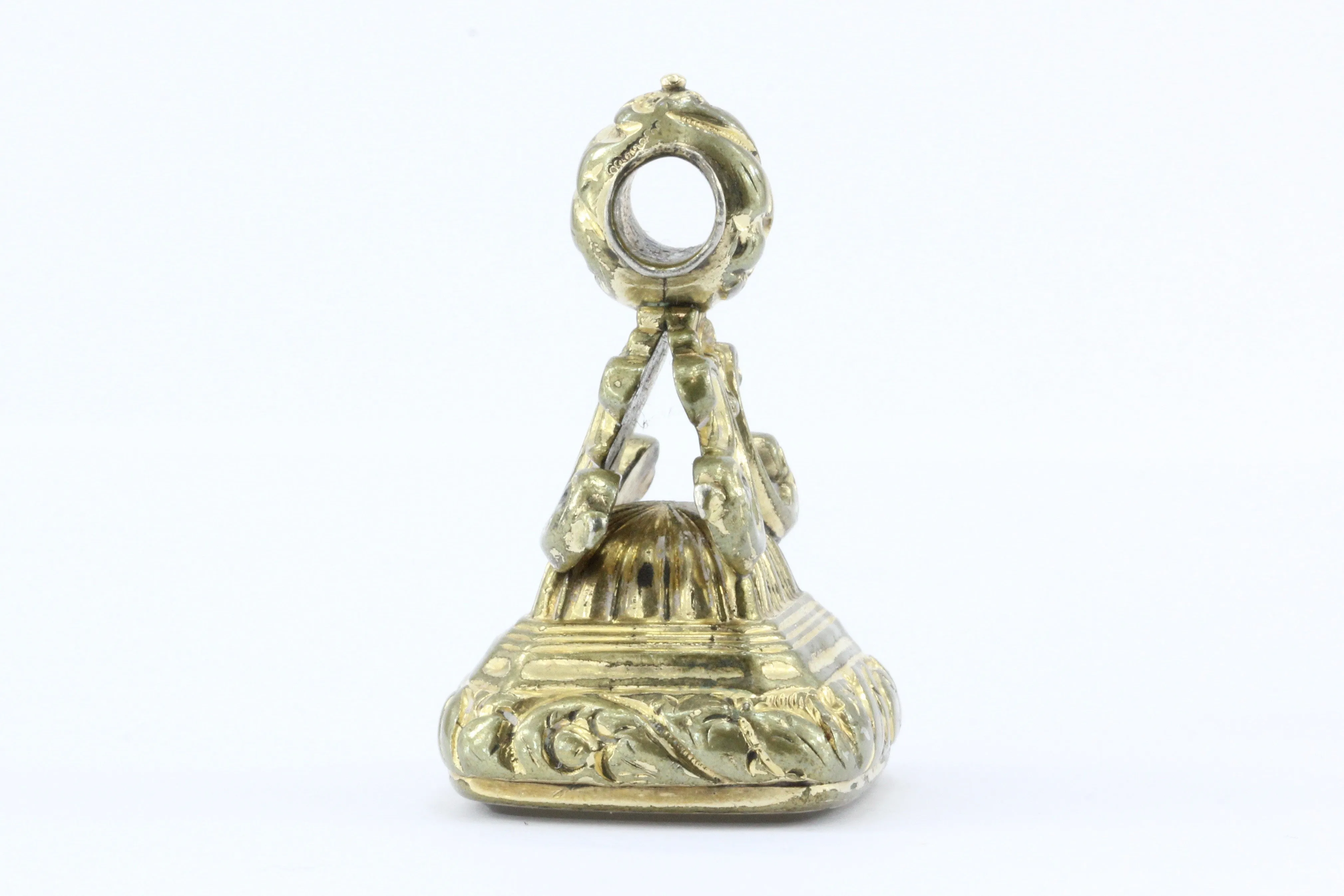 Antique Victorian Gold Filled White Agate Watch Fob Tassie Pendant Charm c.1860
