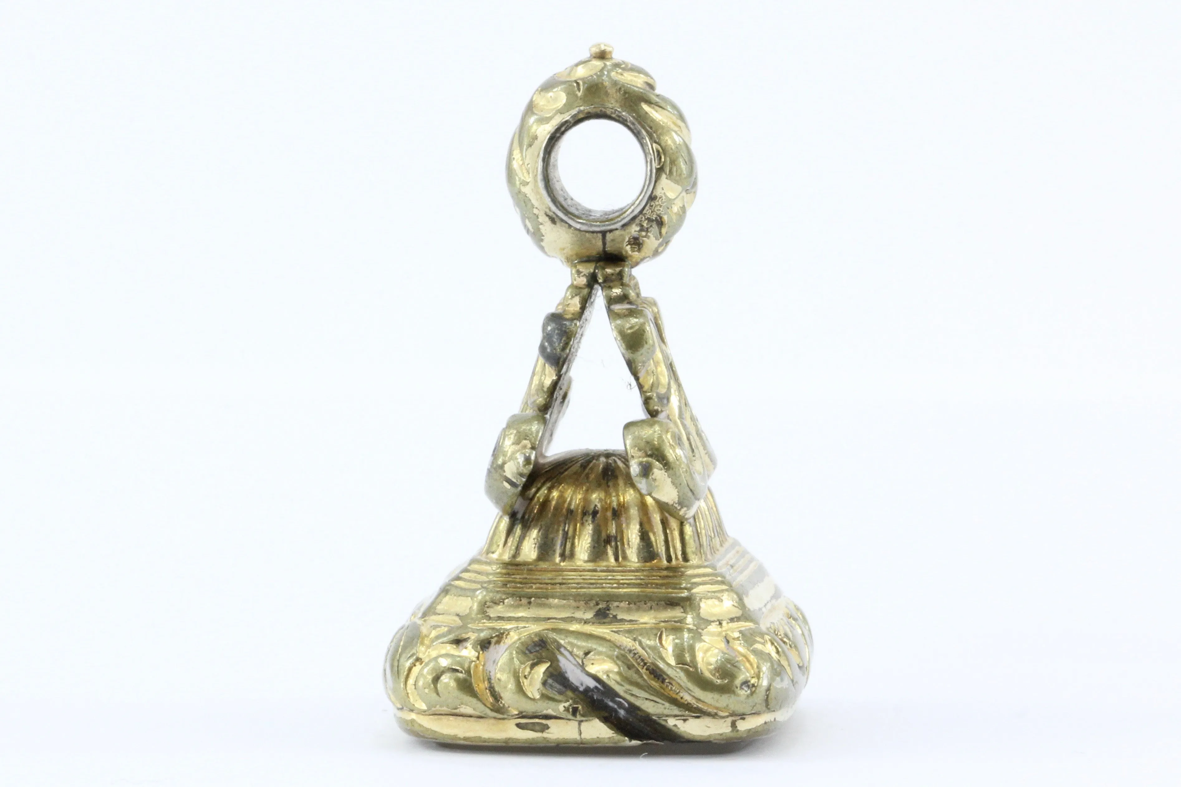 Antique Victorian Gold Filled White Agate Watch Fob Tassie Pendant Charm c.1860