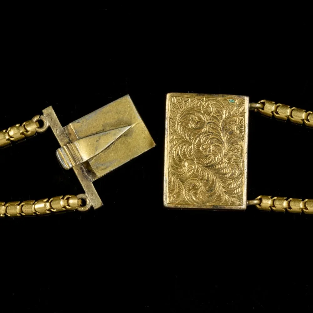 Antique Victorian Lava Cameo Necklace 18Ct Gold Gilt Circa 1860