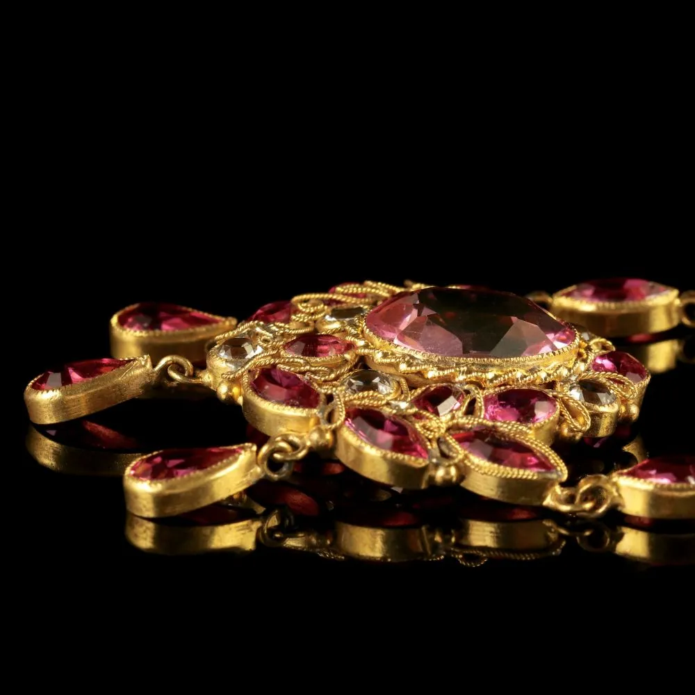 Antique Victorian Pink Paste Necklace Circa 1870