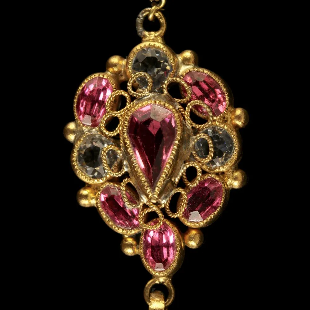 Antique Victorian Pink Paste Necklace Circa 1870