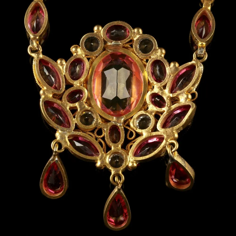 Antique Victorian Pink Paste Necklace Circa 1870