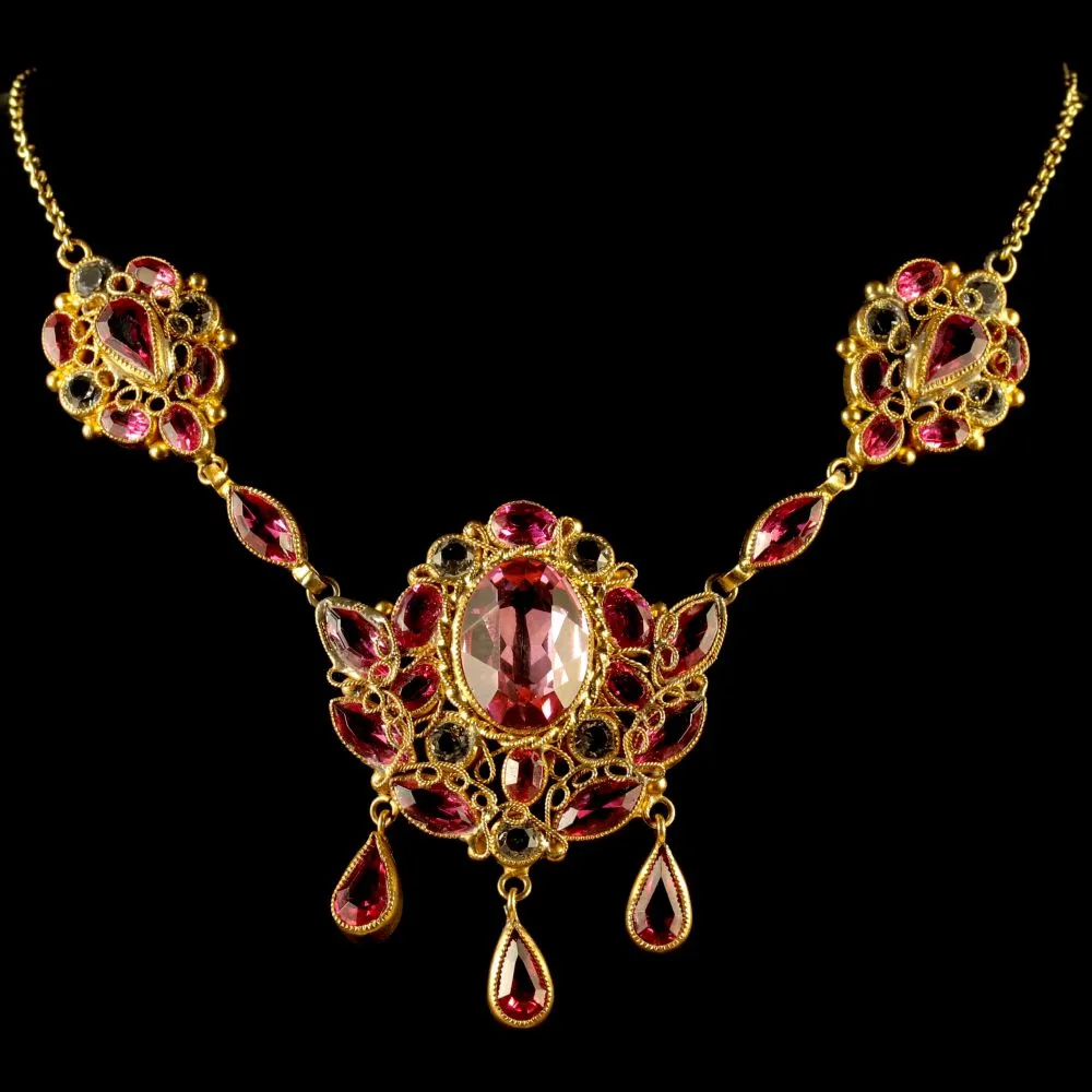 Antique Victorian Pink Paste Necklace Circa 1870