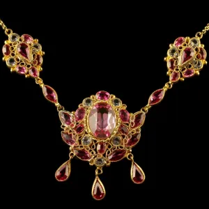 Antique Victorian Pink Paste Necklace Circa 1870