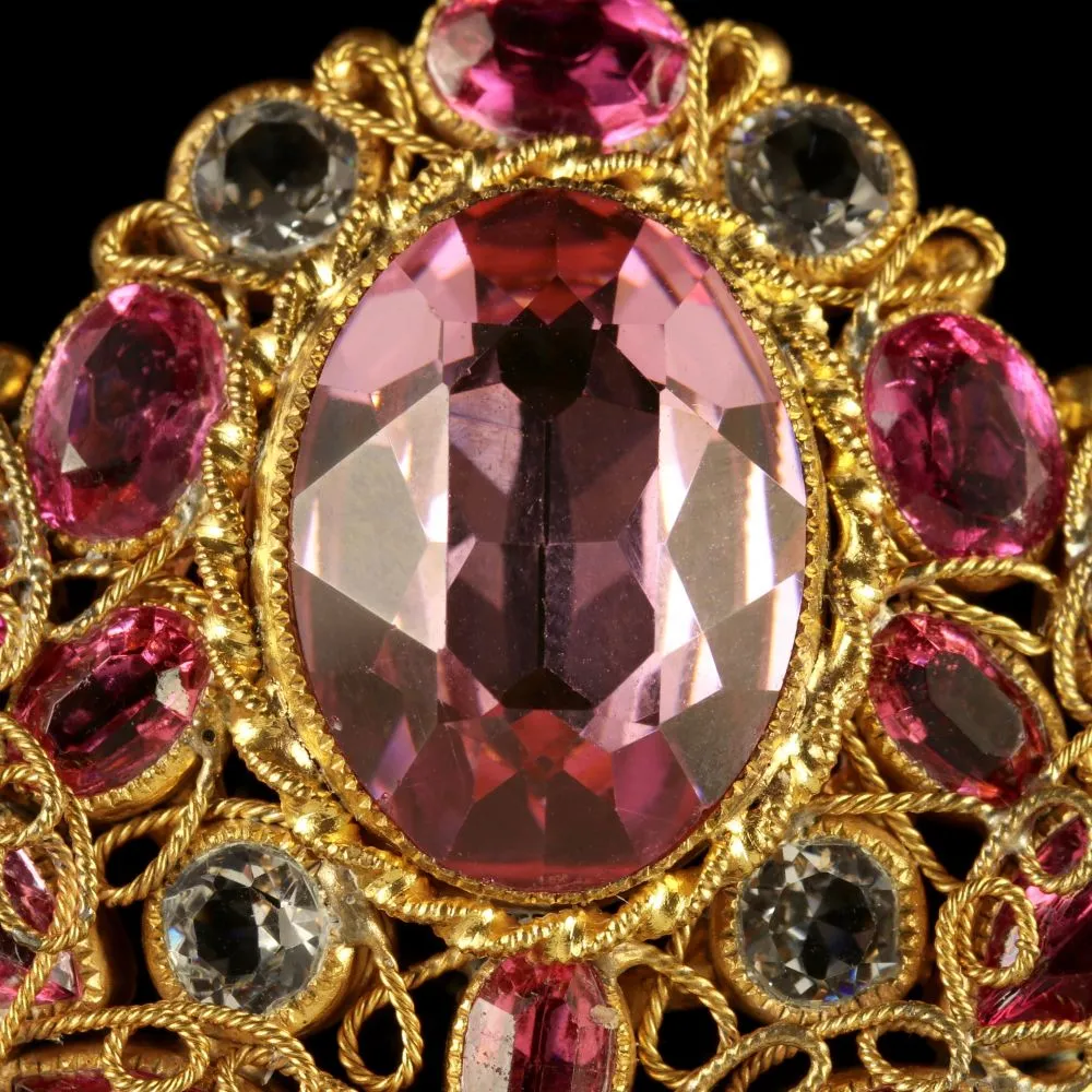 Antique Victorian Pink Paste Necklace Circa 1870