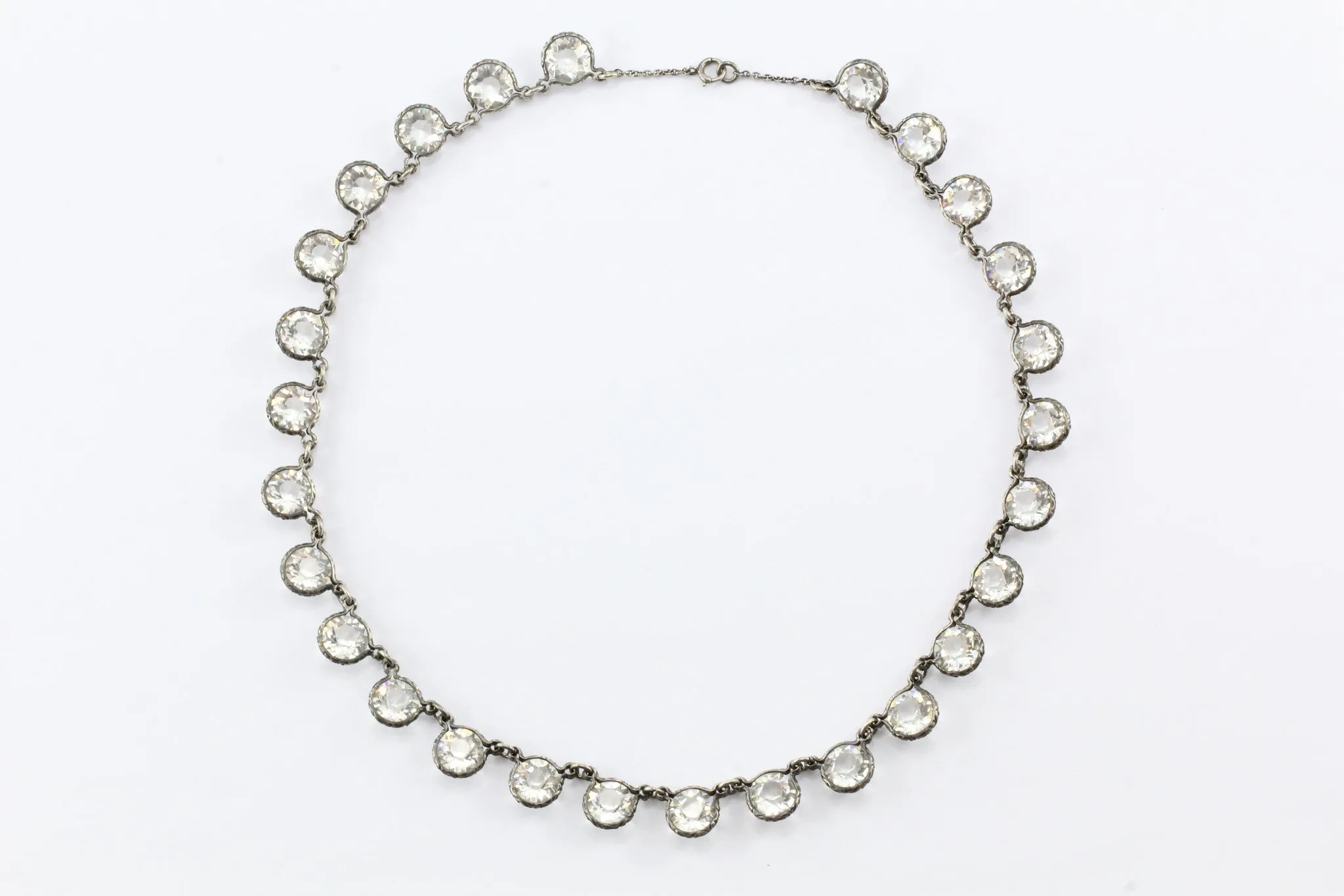 Antique Victorian Sterling Silver Paste / Crystal Necklace